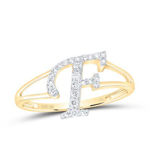 10K Gold Ladies Initial F Ring 1/5Ctw-Dia Yellow