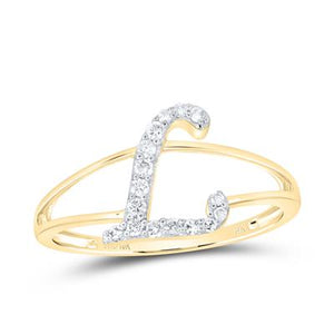 10K Gold Ladies Initial L Ring 1/8Ctw-Dia Yellow