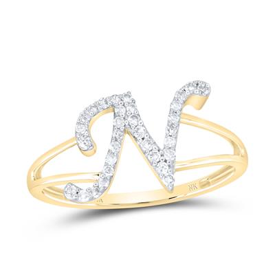 10K Gold Ladies Initial N Ring 1/6Ctw-Dia Yellow