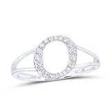 10K Gold Ladies Initial O Ring 1/6Ctw-Dia White