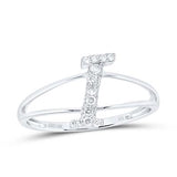 10K Gold Ladies Initial I Ring 1/10Ctw-Dia White