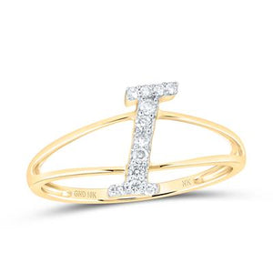 10K Gold Ladies Initial I Ring 1/10Ctw-Dia Yellow