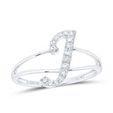 10K Gold Ladies Initial J Ring 1/8Ctw-Dia White