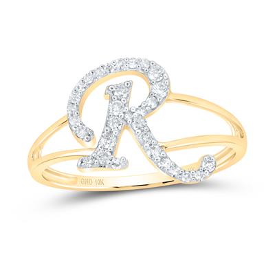 10K Gold Ladies Initial R Ring 1/5Ctw-Dia