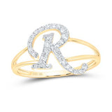 10k Gold Ladies Letter Ring 1/5 CTW-DIA