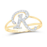 10K Gold Ladies Initial R Ring 1/5Ctw-Dia