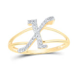10K Gold Ladies Initial X Ring 1/6Ctw-Dia Yellow