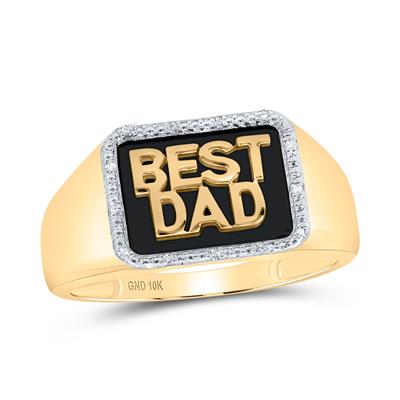 10K Gold Round Diamond Best Dad Band Ring 1/20Cttw