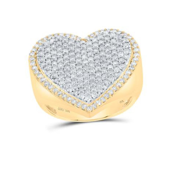 10k Yellow Gold Diamond Heart Ring 1-1/2 CTTW