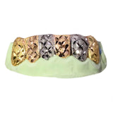 Tri-Tone Grillz with Diamond Cuts & Diamond Dust Top or Bottom