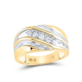 Two-tone gold ring with diamonds on a white background