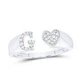 1/10Ctw-Dia Initial G Ladies Heart Ring White