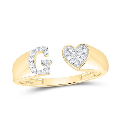 1/10Ctw-Dia Initial G Ladies Heart Ring Yellow