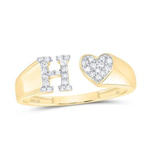 1/8Ctw-Dia Initial H Ladies Heart Ring White
