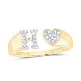 1/8Ctw-Dia Initial H Ladies Heart Ring Yellow