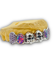 Opal & Skull Grillz Iced Out Fangs Top 6pc