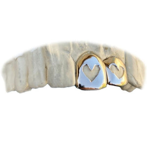 Heart Window Grillz Polished Finish Top or Bottom 2pc