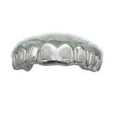 Monotone Diamond Dust Grillz with Polished Rim Top or Bottom