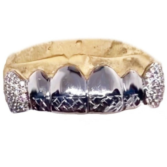 Iced Out Fangs with Diamond Cut Tips Grillz Top or Bottom 6pc