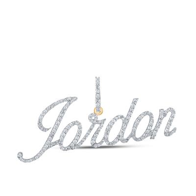 10K Yellow Gold Round Diamond Jordon Name Charm Pendant 7/8 Cttw
