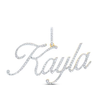10K Yellow Gold Round Diamond Kayla Name Pendant 7/8 Cttw