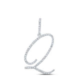 10K Gold Round Diamond Initial Q Letter Pendant 1/2 Cttw