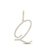 10K Gold Round Diamond Initial Q Letter Pendant 1/2 Cttw