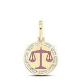 10K Yellow Gold Baguette Diamond Libra Charm Pendant 1/2 Cttw