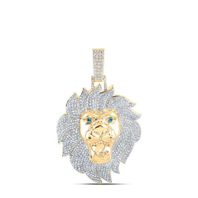 10K Yellow Gold Round Diamond Lion Face Pendant 5 Cttw