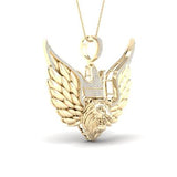 10K Yellow Gold Round Diamond Lion With Wings Pendant 1/2 Cttw