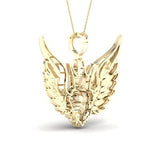 10K Yellow Gold Round Diamond Lion With Wings Pendant 1/2 Cttw