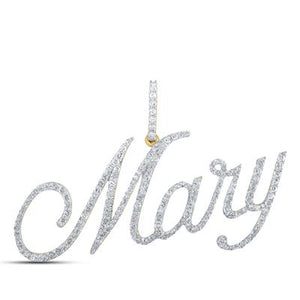 10K Yellow Gold Round Diamond Mary Name Pendant 7/8 Cttw