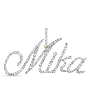 10K Yellow Gold Round Diamond Mika Name Pendant 7/8 Cttw