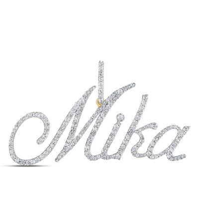 10K Yellow Gold Round Diamond Mika Name Pendant 7/8 Cttw
