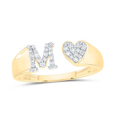 1/6Ctw-Dia Initial M Ladies Heart Ring Yellow