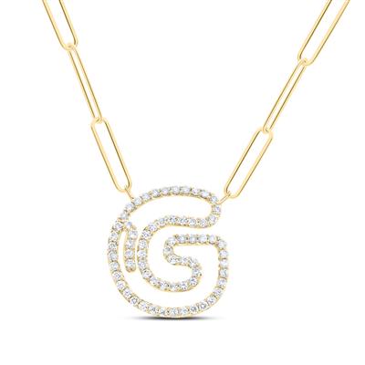 3/8Ctw-Dia Initial G Necklace - 18 Inch
