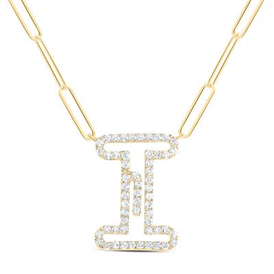 3/8Ctw-Dia Initial I Necklace - 18 Inch