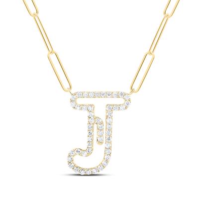 1/3Ctw-Dia Initial J Necklace - 18 Inch