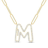 3/8Ctw-Dia Initial M Necklace - 18 Inch