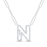 3/8Ctw-Dia Initial N Necklace - 18 Inch