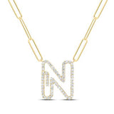 3/8Ctw-Dia Initial N Necklace - 18 Inch