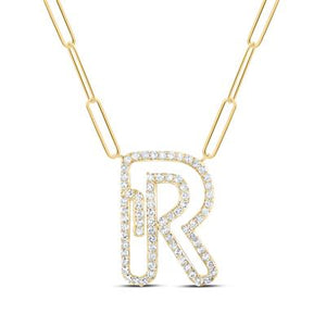 3/8Ctw-Dia Initial R Necklace - 18 Inch