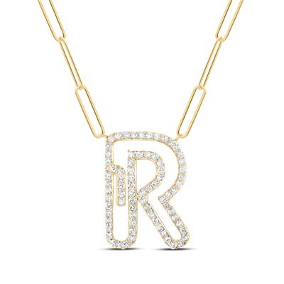 3/8Ctw-Dia Initial R Necklace - 18 Inch
