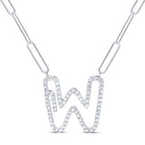3/8Ctw-Dia Initial W Necklace- 18 Inch