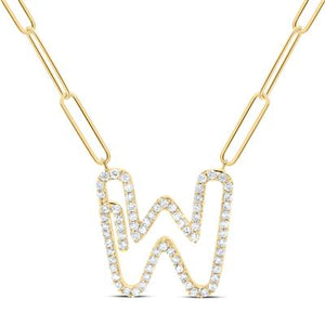 3/8Ctw-Dia Initial W Necklace- 18 Inch
