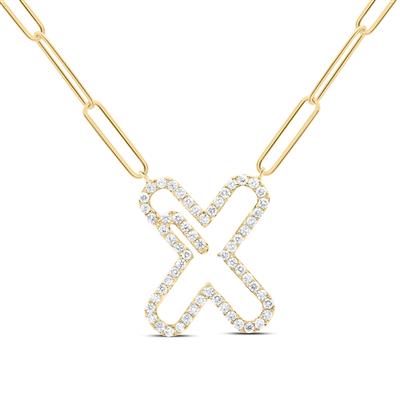 1/3Ctw-Dia Initial X Necklace - 18 Inch