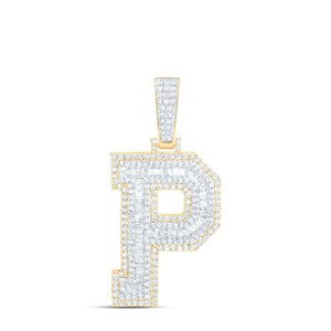 1-7/8 Ctw Dia Initial P Mens Pendant