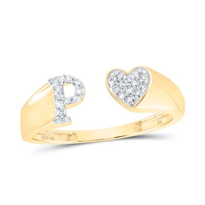 1/10Ctw-Dia Initial P Ladies Heart Ring Yellow