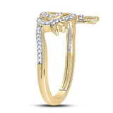 10K Yellow Gold Round Diamond King & Queen Heart Ring 1/6Cttw Apparel Accessories