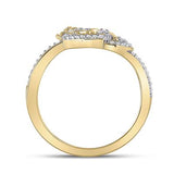 10K Yellow Gold Round Diamond King & Queen Heart Ring 1/6Cttw Apparel Accessories